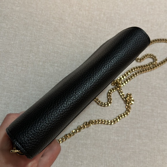 New WOT Calvin Klein Clutch/Crossbody Purse-Black Faux Leather-Chain Strap - Picture 8 of 16